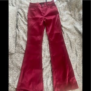 J Brand Womens Mid Rise Flare satin  Pants RED Size 26 $298